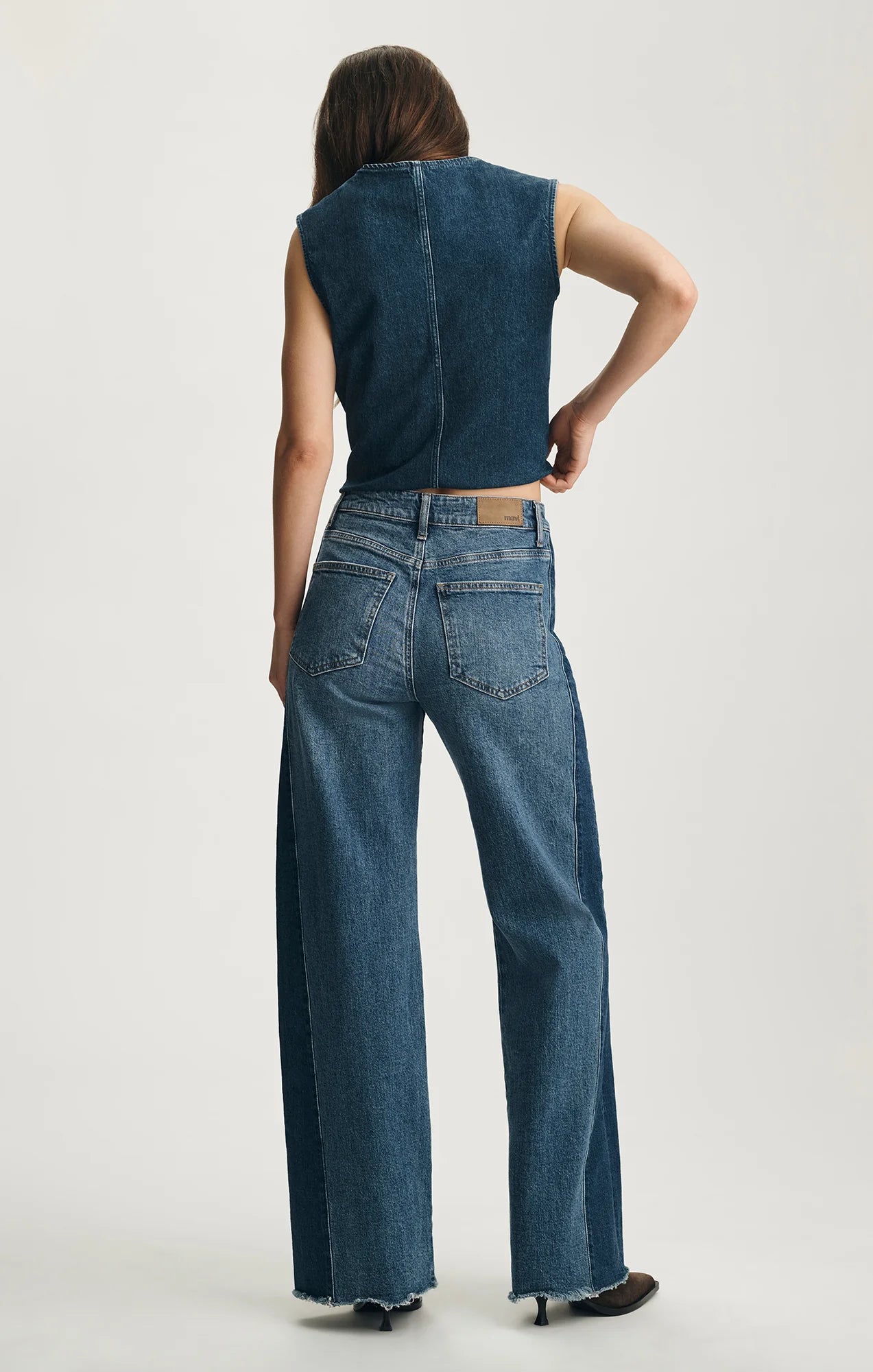 Mavi- Malibu High Rise Wide Leg in Mid Denim Blocking