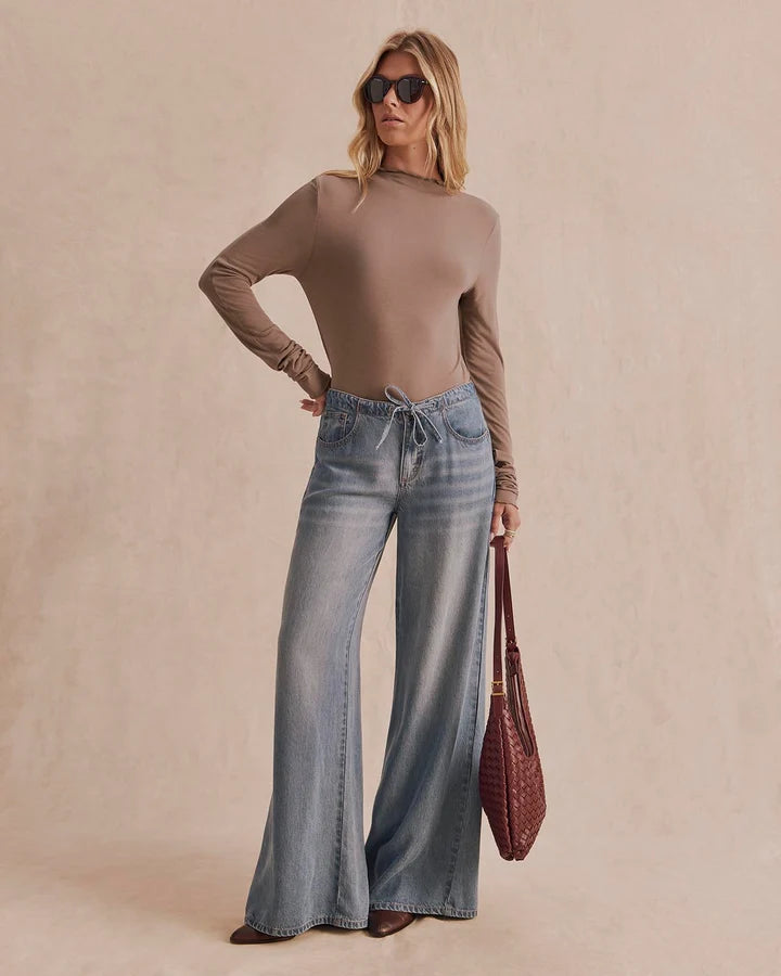 Splendid-  Bamboo Blend Long Sleeve Mockneck in Taupe Grey