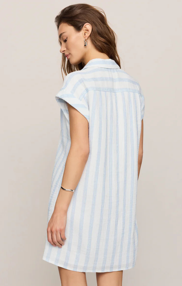 Z SUPPLY- Shellbound Striped Gauze Dress in Sea Salt