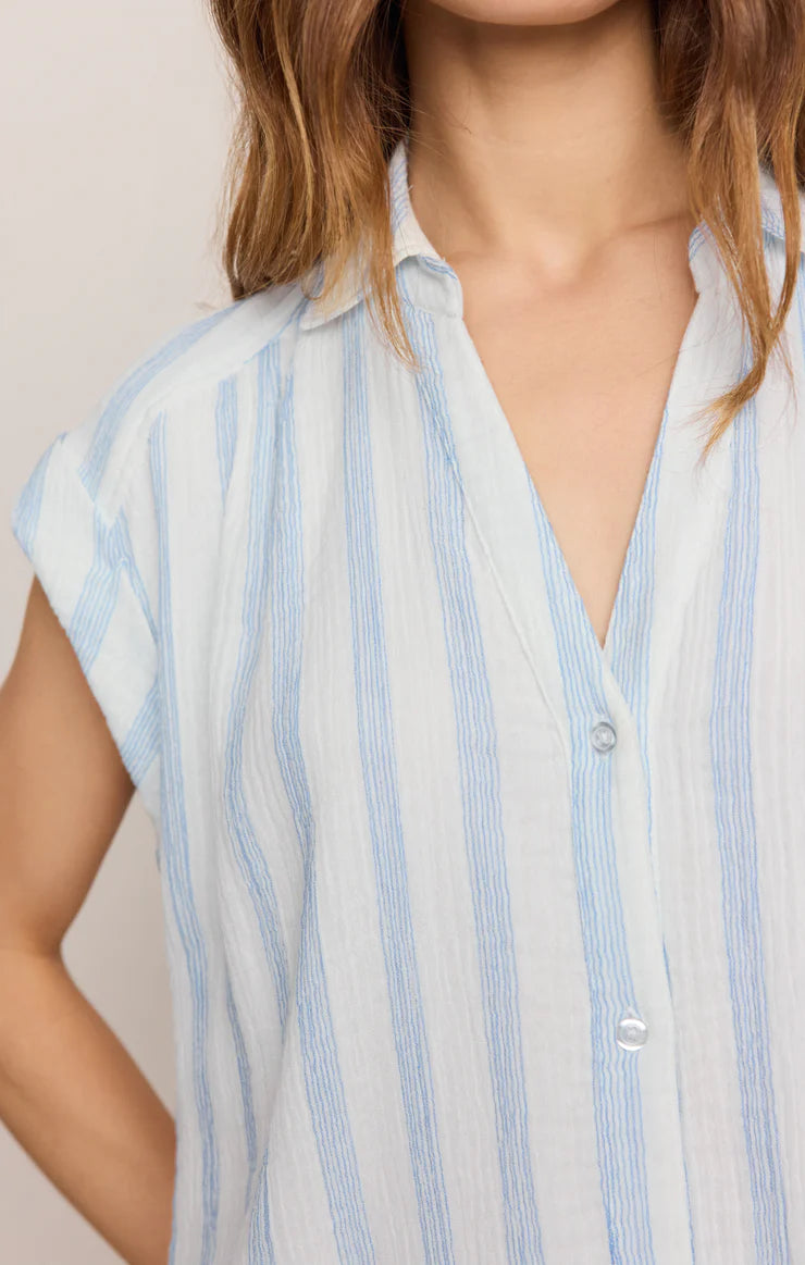 Z SUPPLY- Shellbound Striped Gauze Dress in Sea Salt