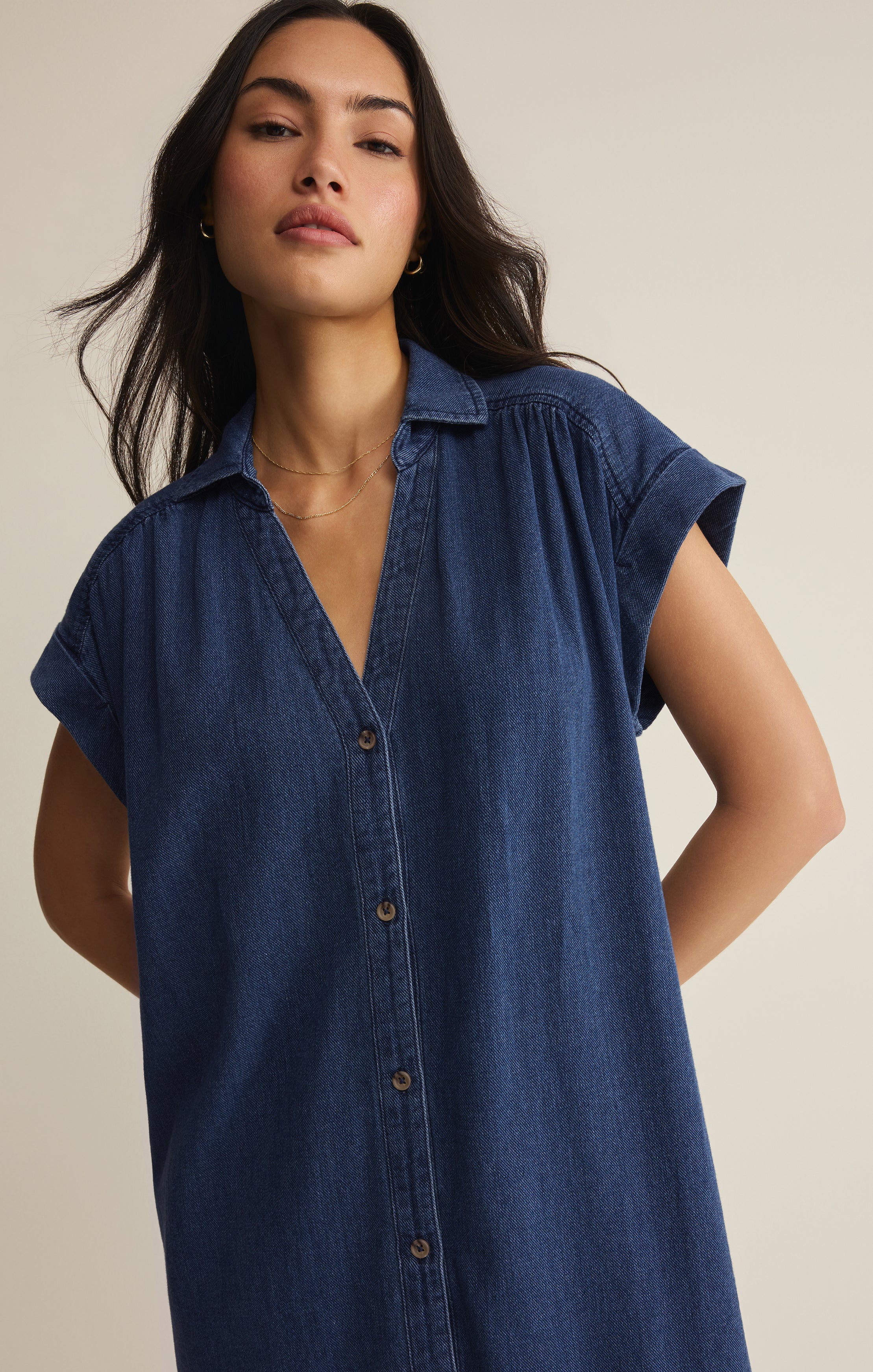Z SUPPLY- Shellbound Twill Dress in Twilight Blue