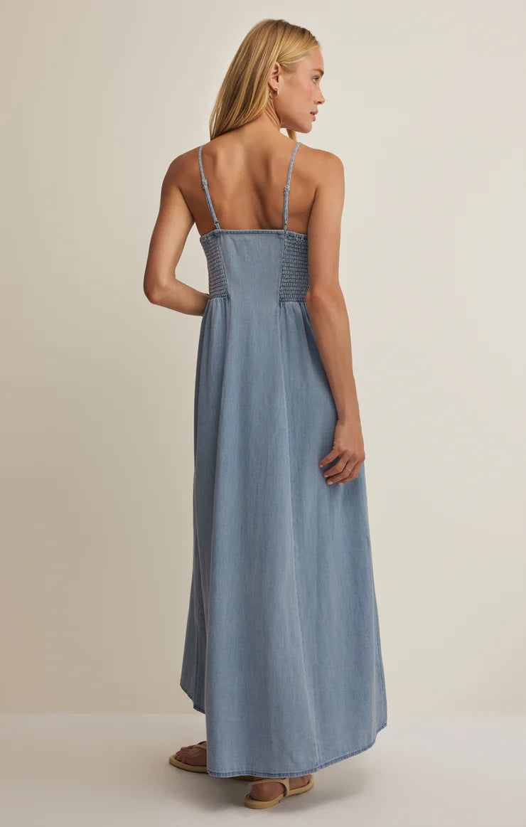 Z SUPPLY- Angel Eyes Chambray Midi Dress in Lake Blue