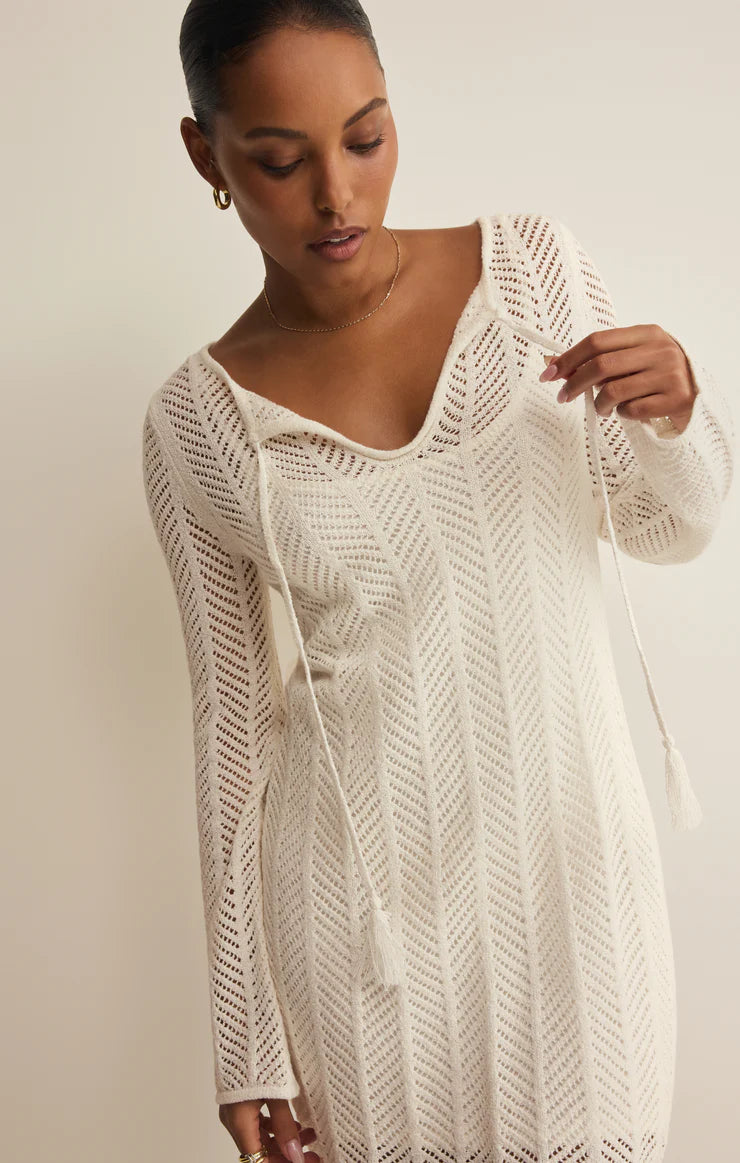 Z SUPPLY- Falling Waters Crochet Dress in Cloud
