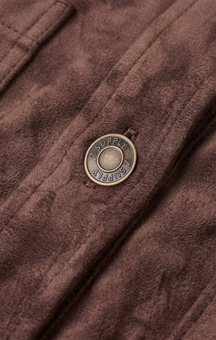 Z SUPPLY- All Day Cropped Suede Jacket in Dark Chocolate