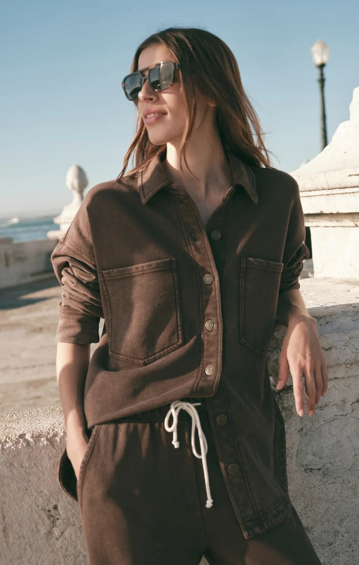 Z SUPPLY- All Day Knit Jacket in Chocolate Brown