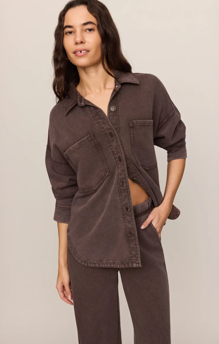 Z SUPPLY- All Day Knit Jacket in Chocolate Brown