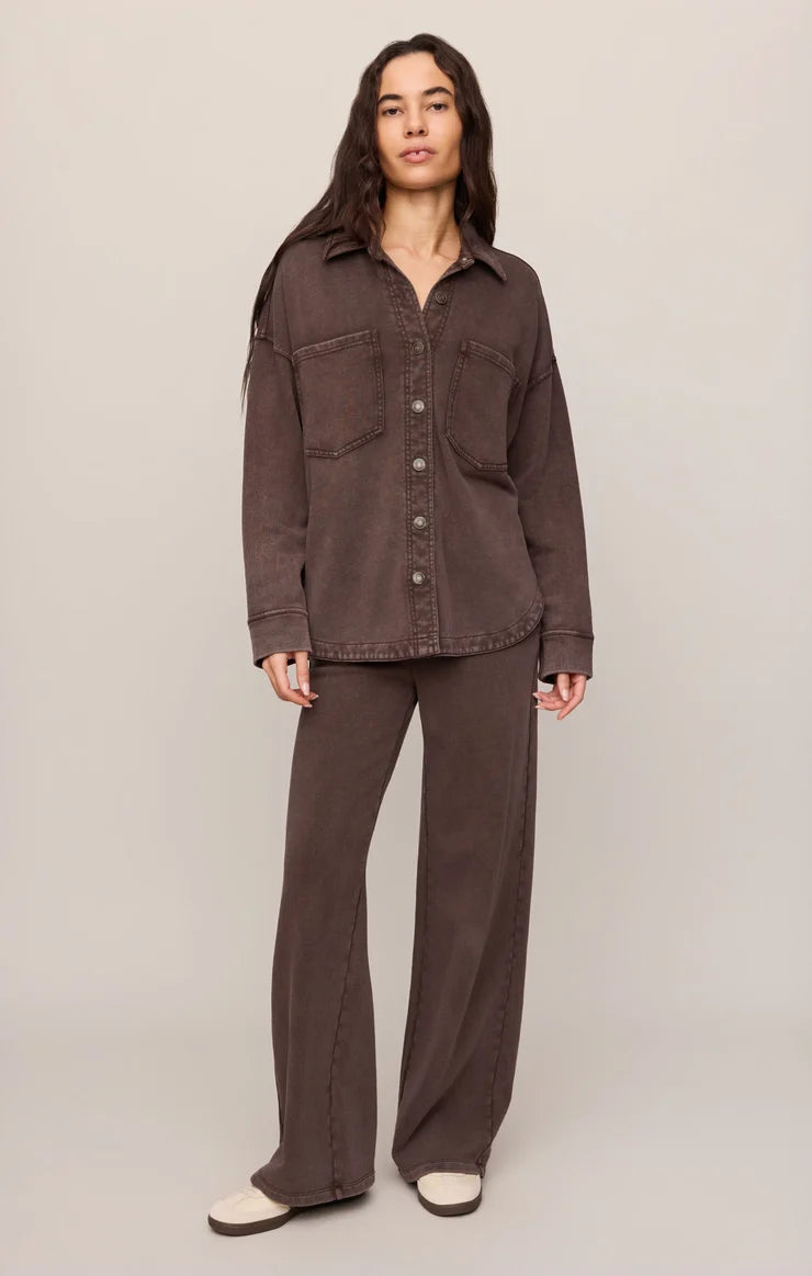 Z SUPPLY- All Day Knit Jacket in Chocolate Brown