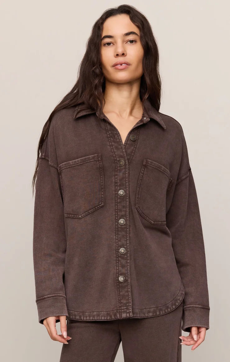 Z SUPPLY- All Day Knit Jacket in Chocolate Brown