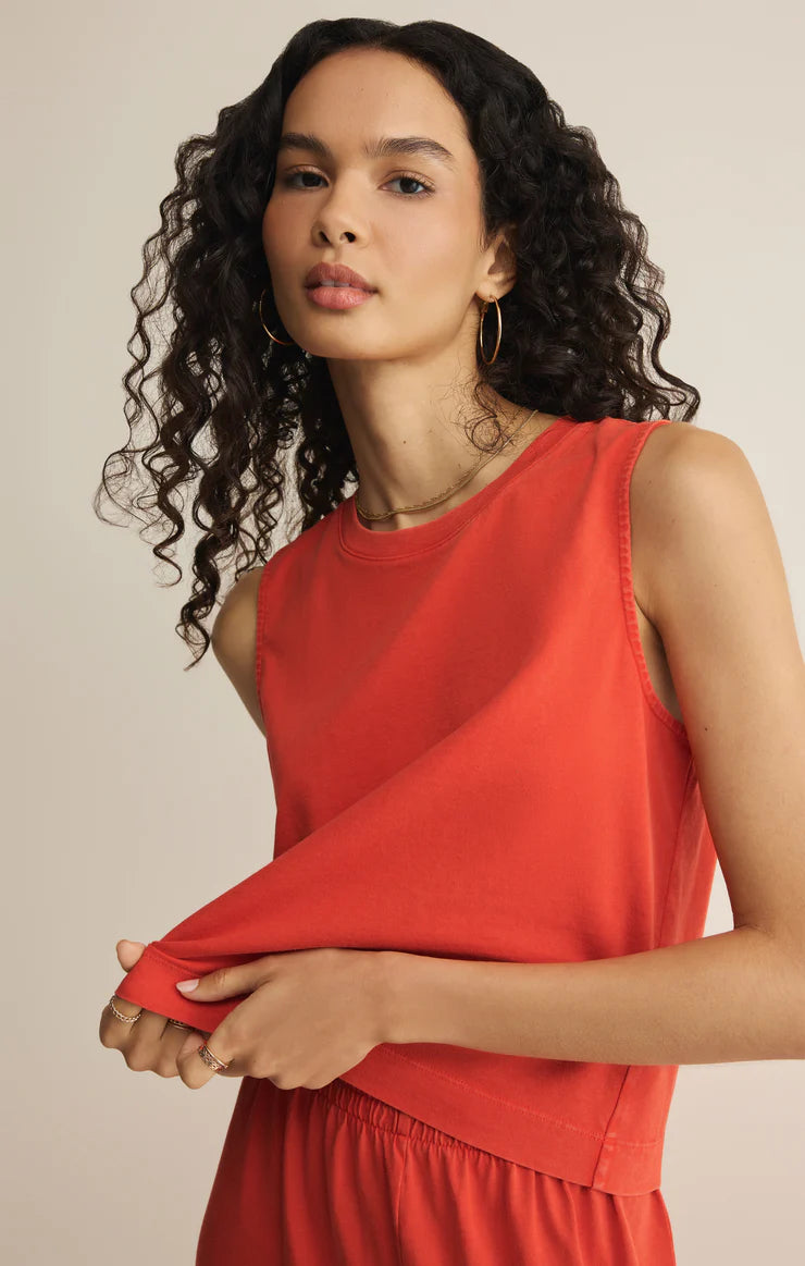 Z SUPPLY- Sloane Cotton Jersey Tank in Lychee