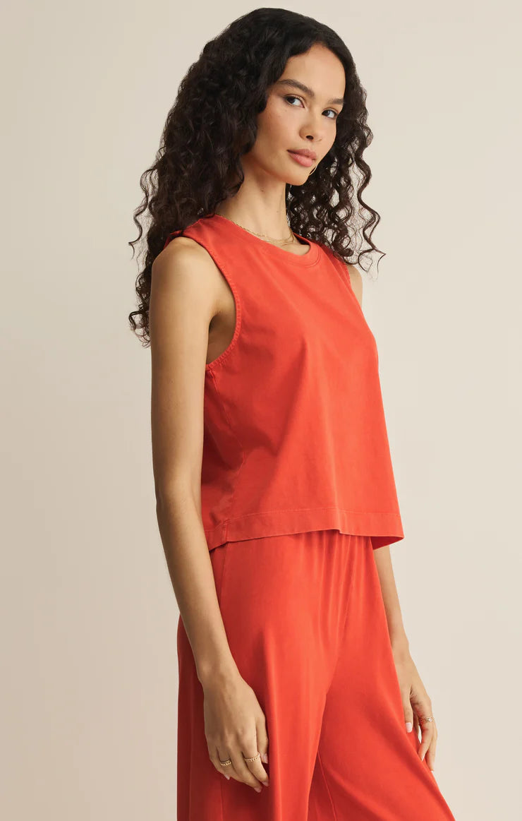Z SUPPLY- Sloane Cotton Jersey Tank in Lychee
