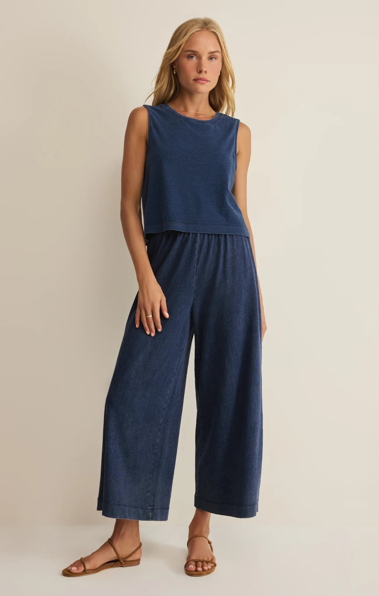 Z SUPPLY- Sloane Jersey Denim Muscle Tank in Indigo