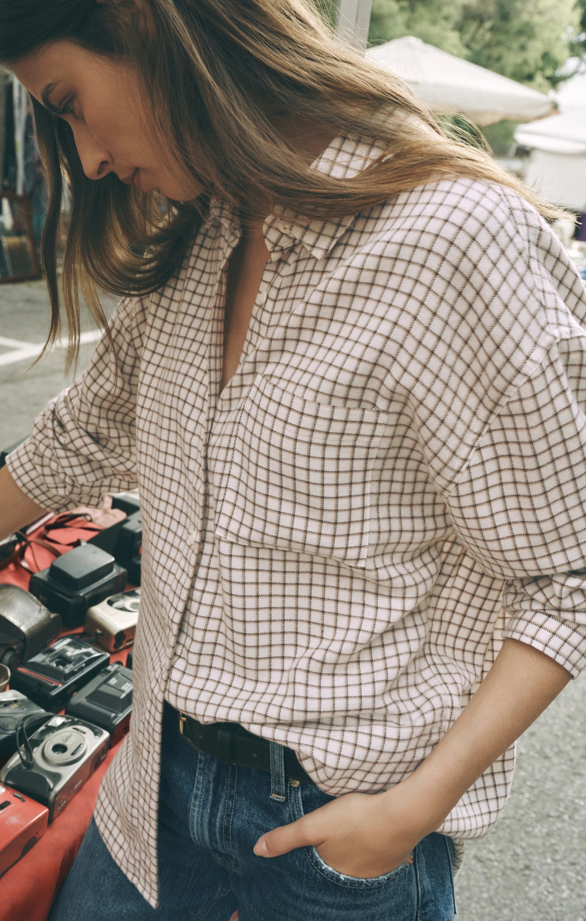 Z SUPPLY- River Plaid Button Up in Frosted Pearl