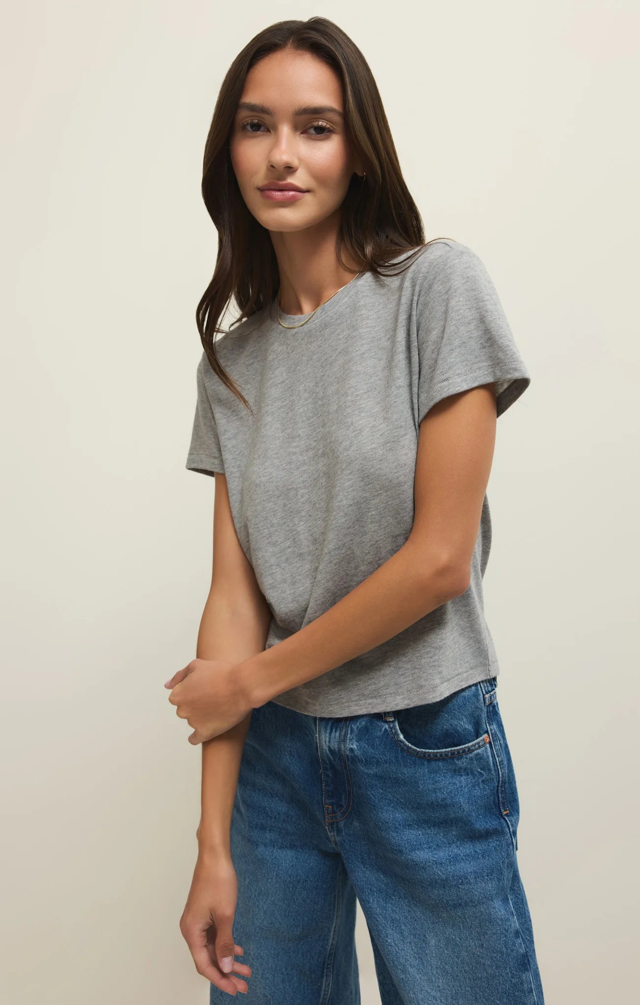 Z SUPPLY- Tourist Airy Knit Jersey Tee in Classic Heather Grey
