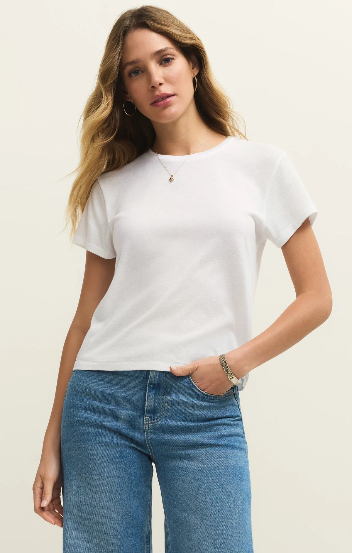 Z SUPPLY- Tourist Airy Knit Jersey Tee in White
