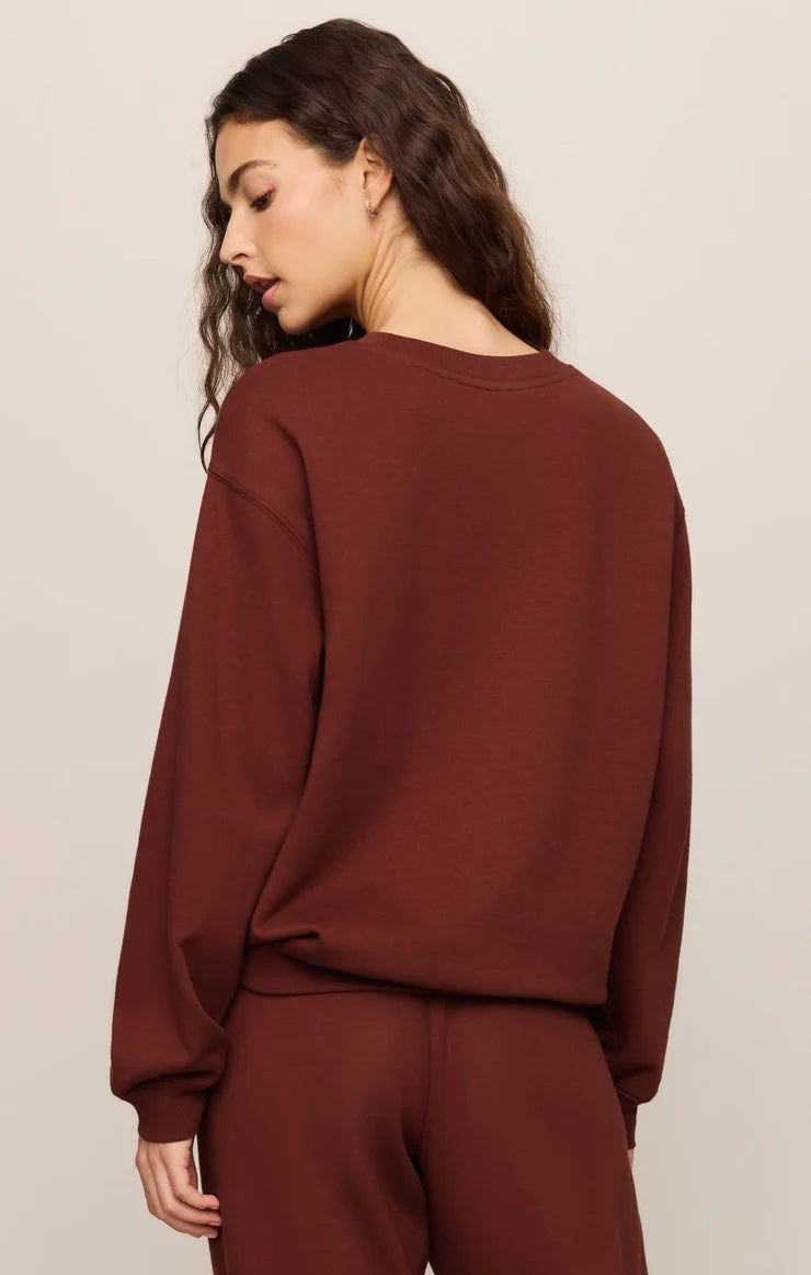 Z SUPPLY- Classic Boyfriend Sweatshirt in Velvet Rouge