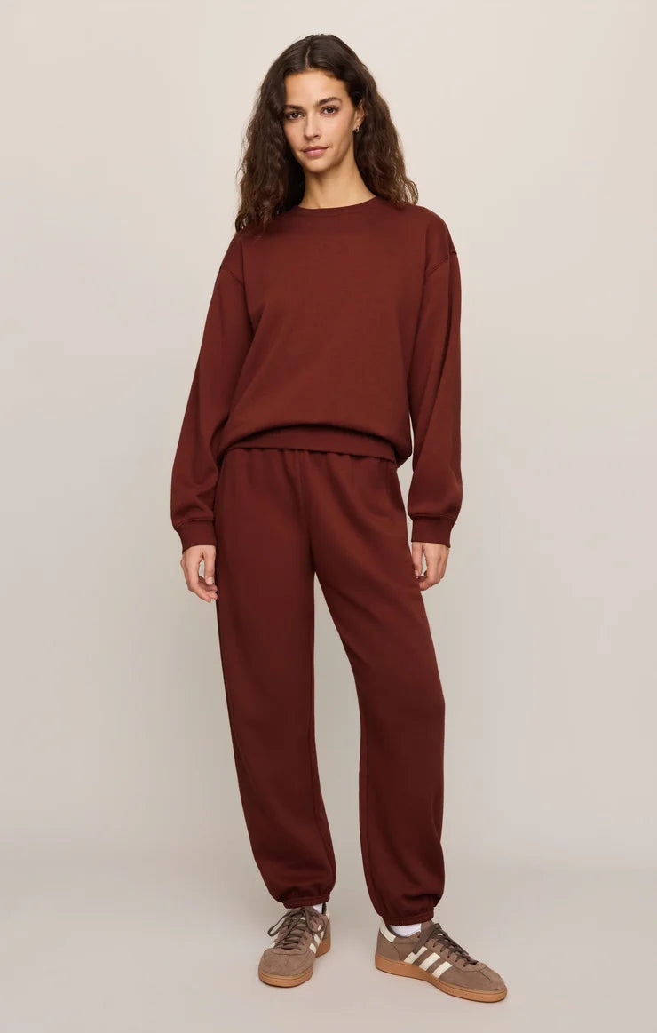 Z SUPPLY- Classic Boyfriend Sweatshirt in Velvet Rouge