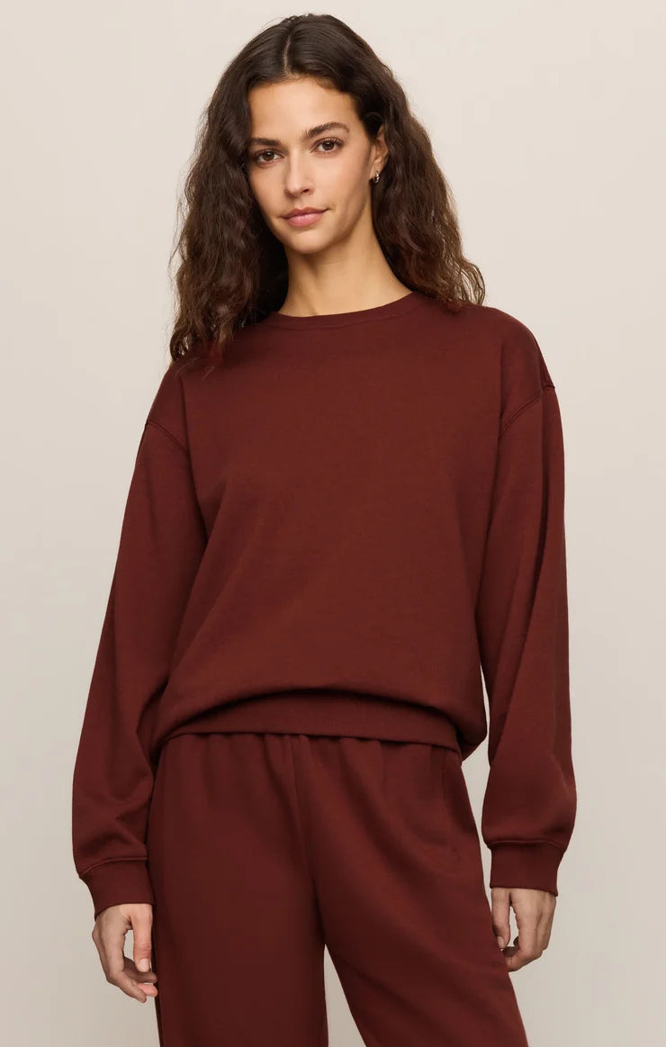Z SUPPLY- Classic Boyfriend Sweatshirt in Velvet Rouge