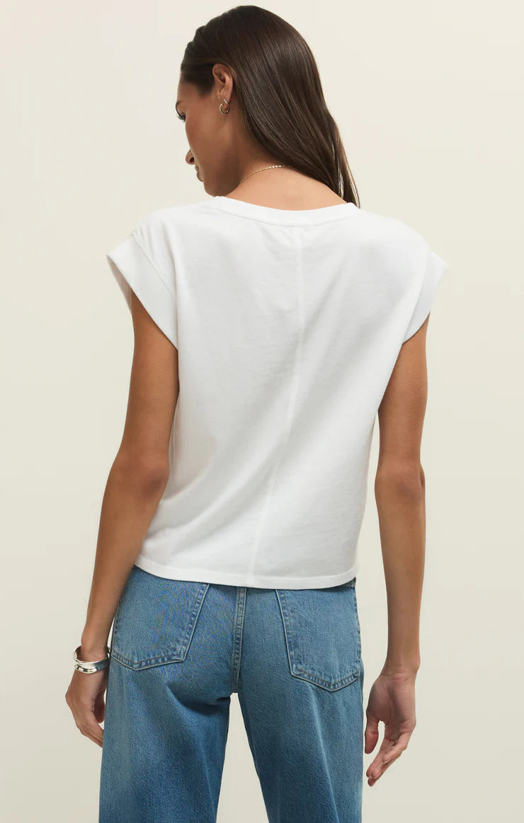 Z SUPPLY- Camino Cotton Jersey Top in White