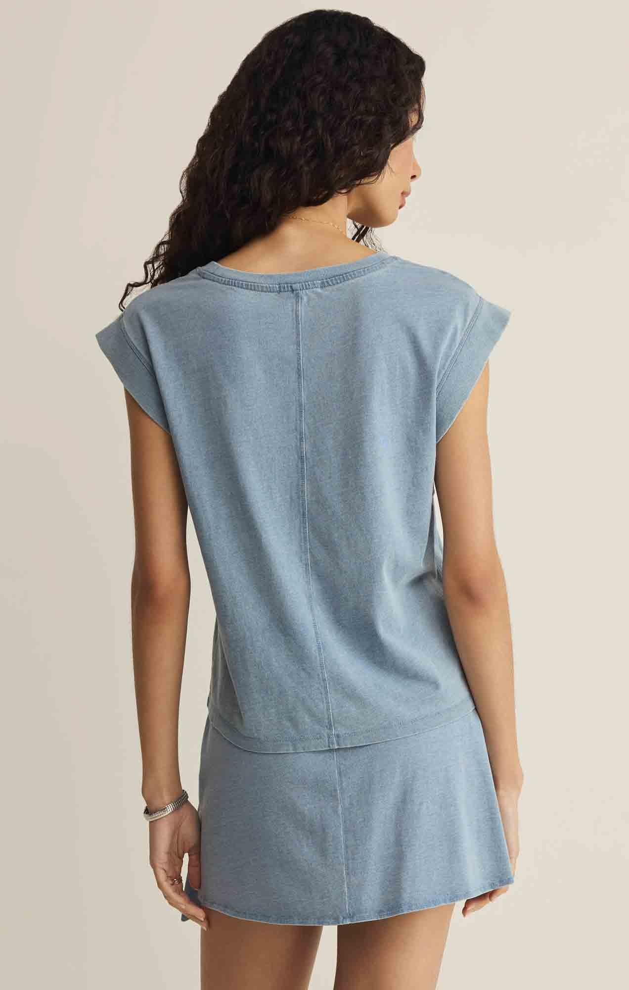 Z SUPPLY- Camino Cotton Jersey Top in Ocean Air Indigo