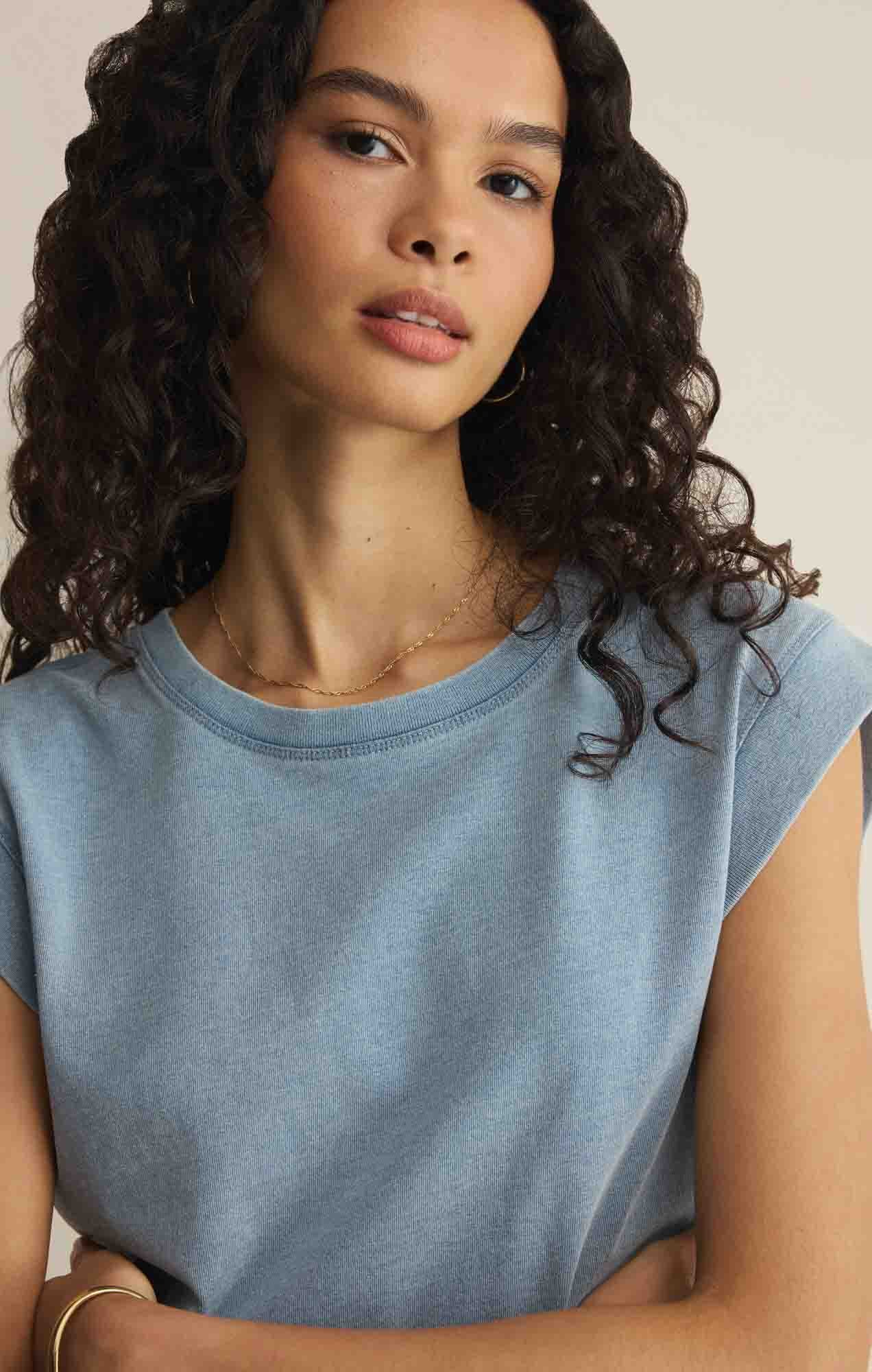 Z SUPPLY- Camino Cotton Jersey Top in Ocean Air Indigo