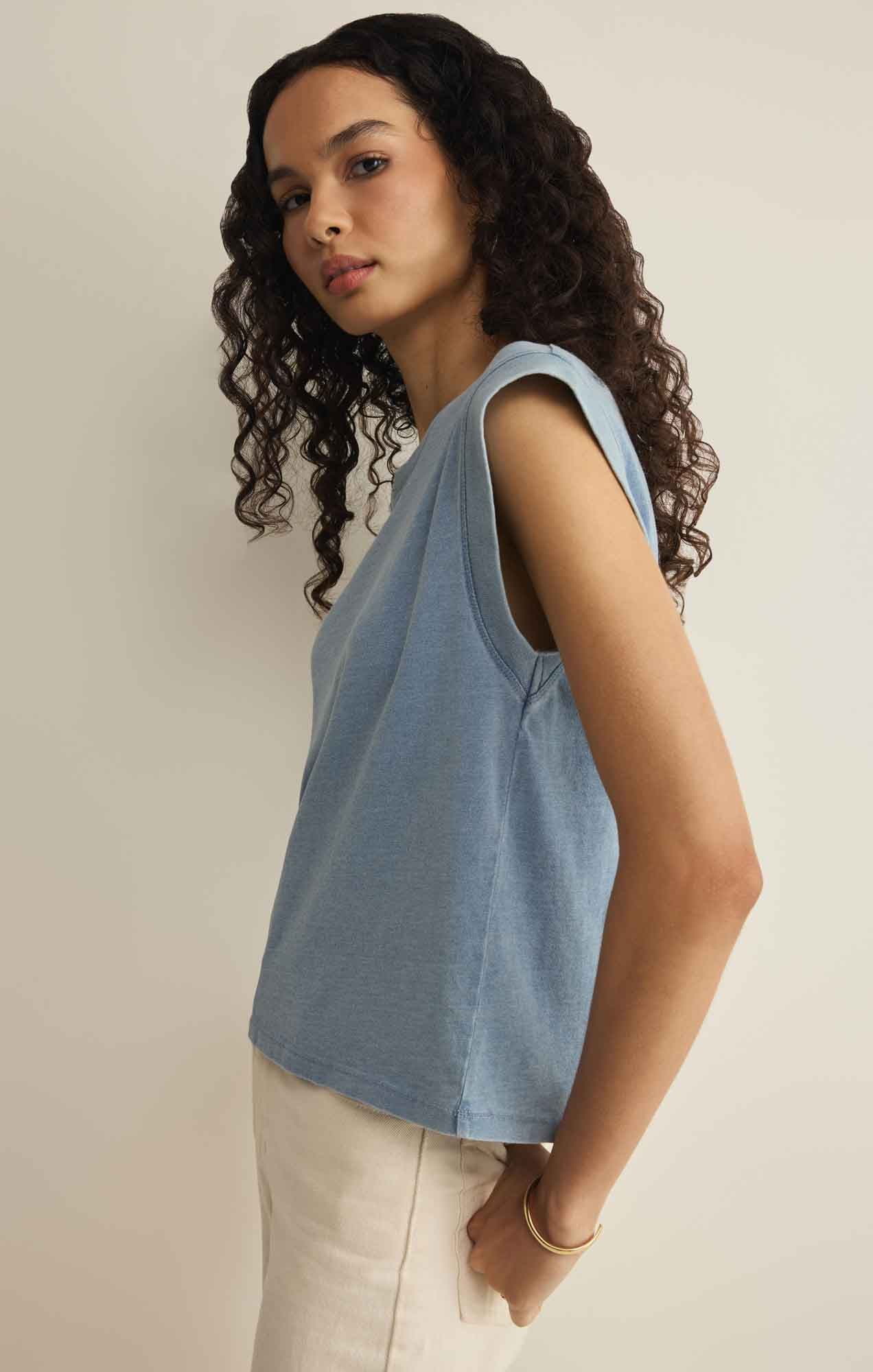 Z SUPPLY- Camino Cotton Jersey Top in Ocean Air Indigo