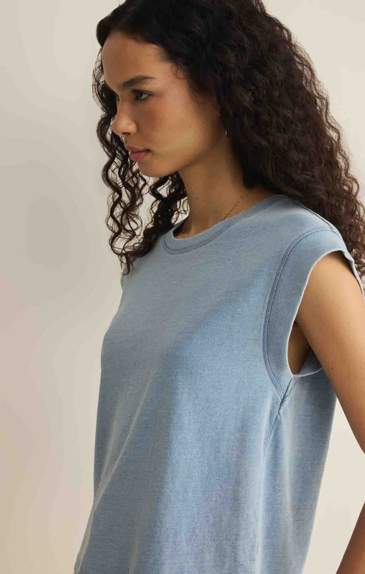 Z SUPPLY- Camino Cotton Jersey Top in Ocean Air Indigo