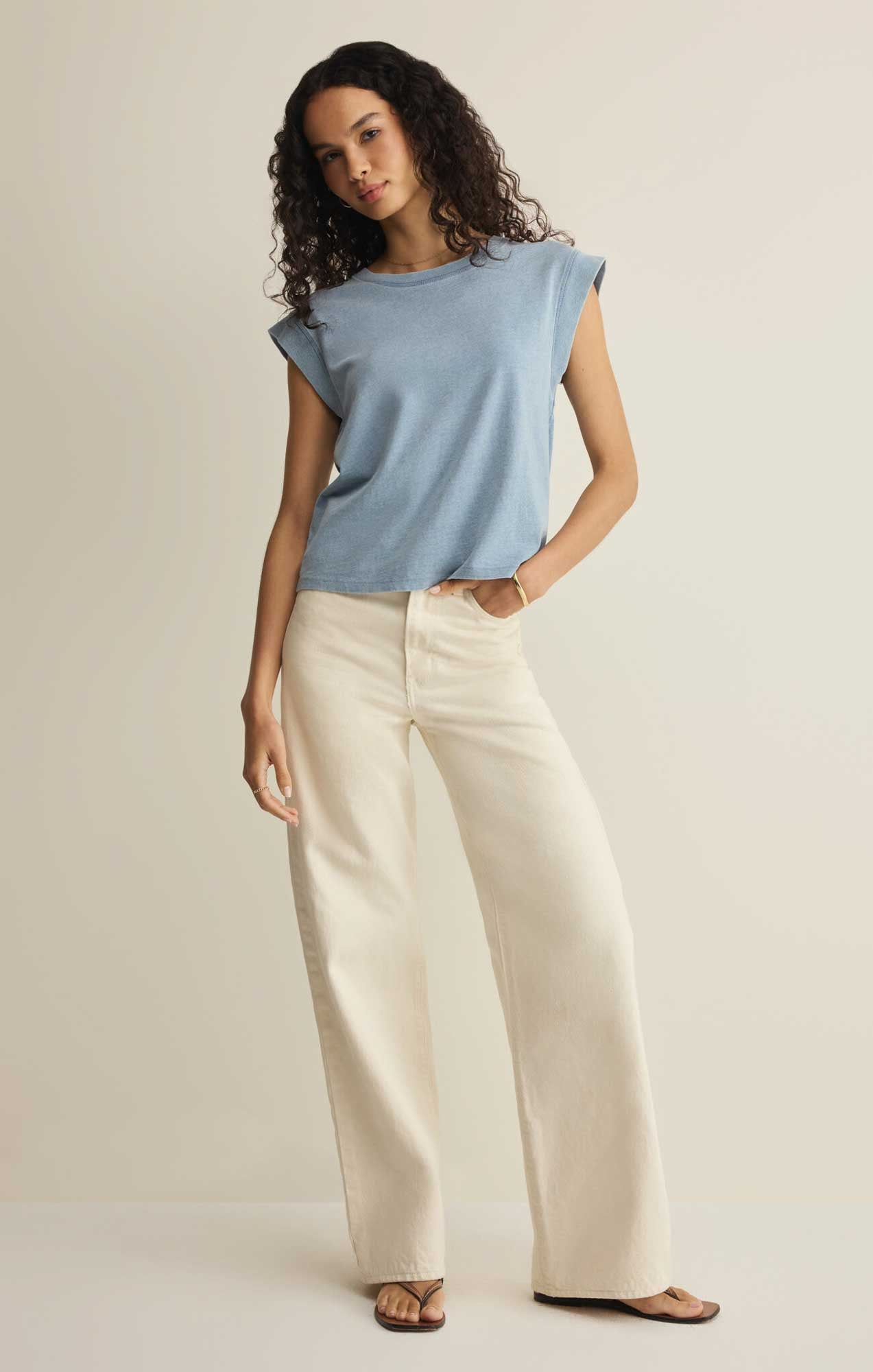 Z SUPPLY- Camino Cotton Jersey Top in Ocean Air Indigo