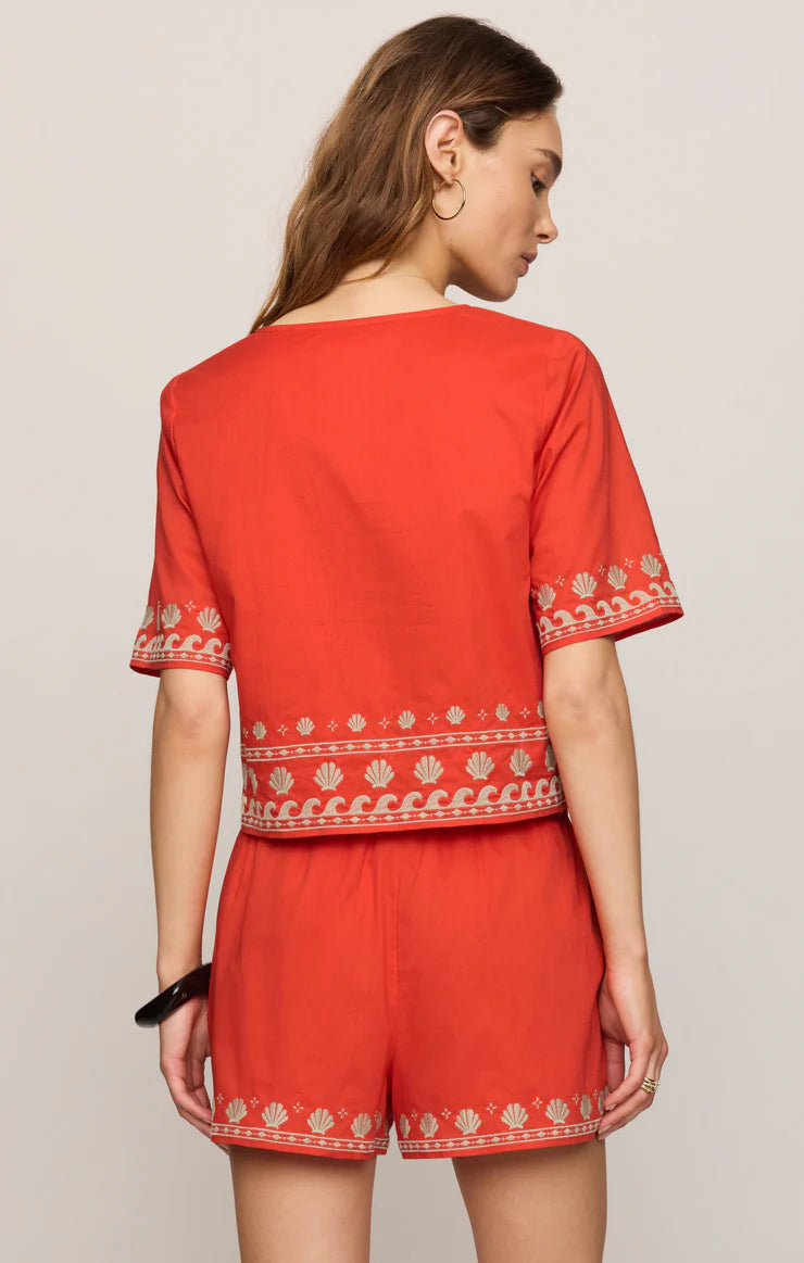 Z SUPPLY- Cast Of Waves Blouse in Lychee