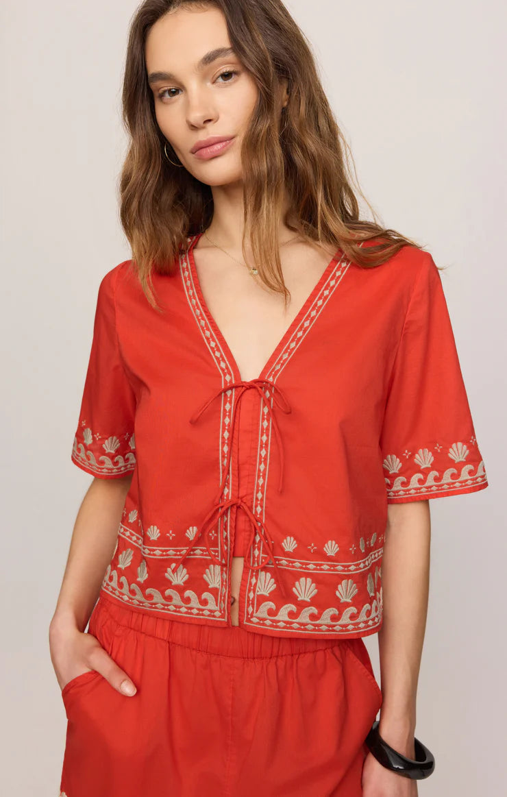 Z SUPPLY- Cast Of Waves Blouse in Lychee