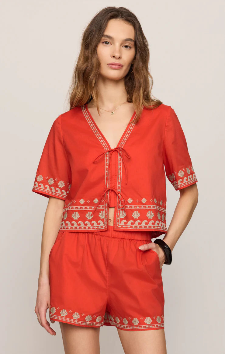 Z SUPPLY- Cast Of Waves Blouse in Lychee