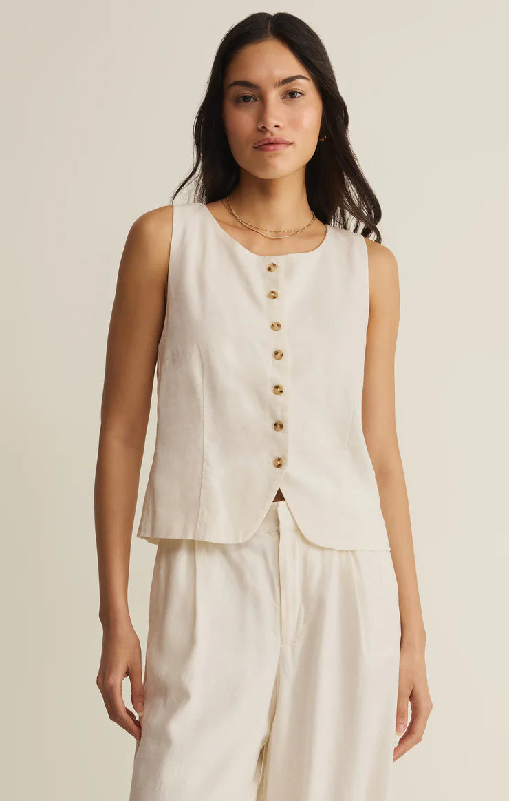 Z SUPPLY- Roman Linen Vest in Cloud