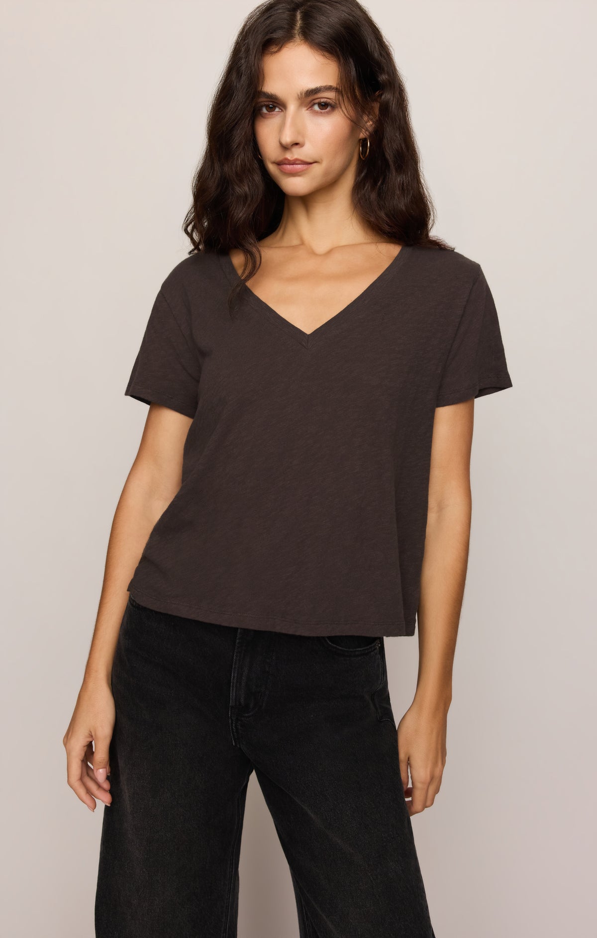 Z SUPPLY- Nomad Slub V-Neck Tee in Cocoa Bean