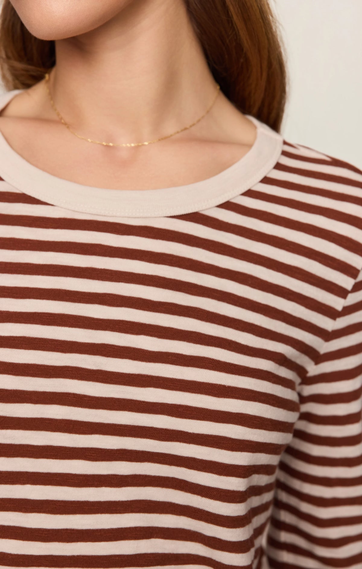 Z SUPPLY- Junie Long Sleeve Stripe Slub Tee in Dark Rosewood