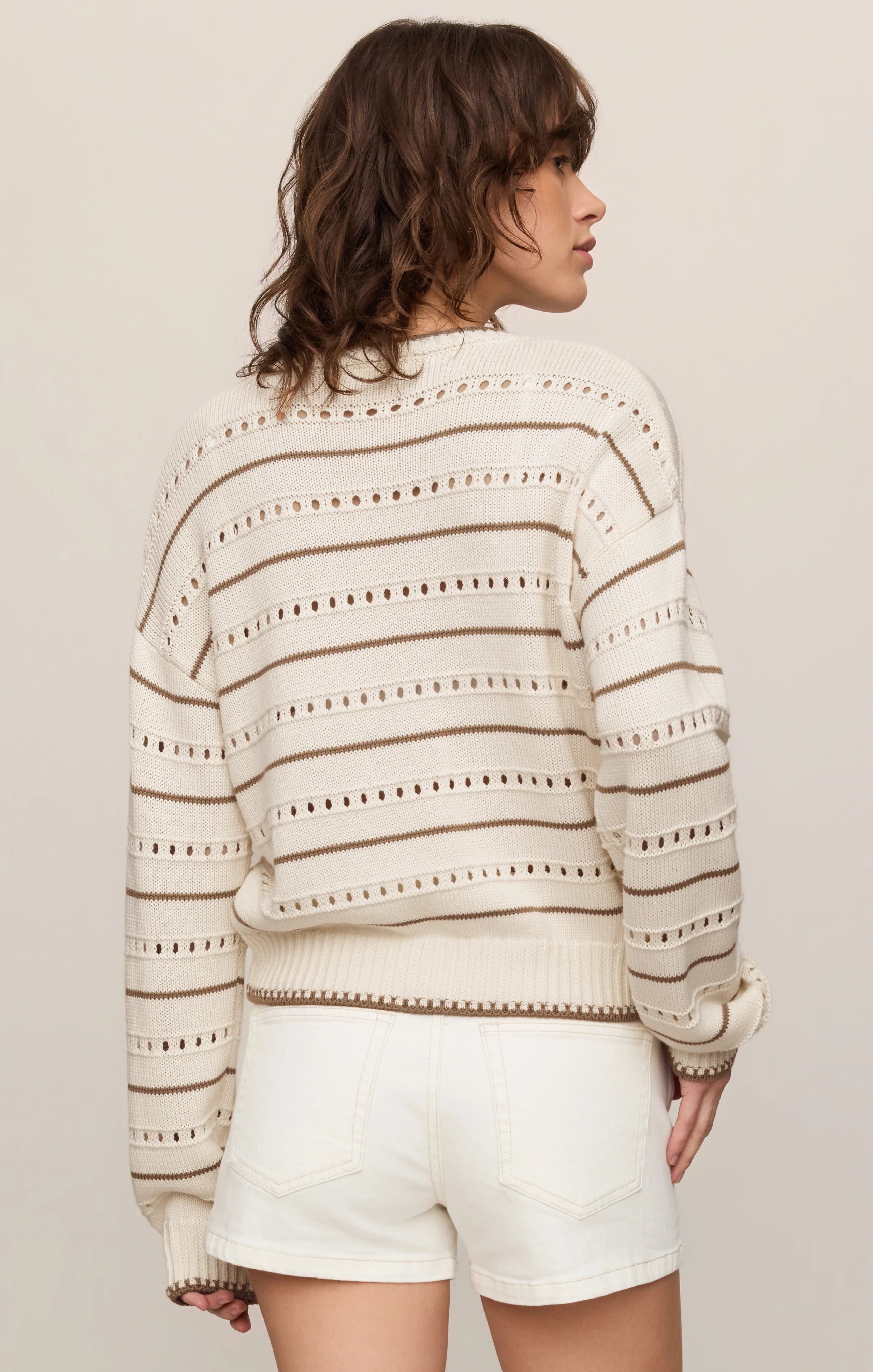 Z SUPPLY- Darby Stripe Pointelle Sweater in Sandstone