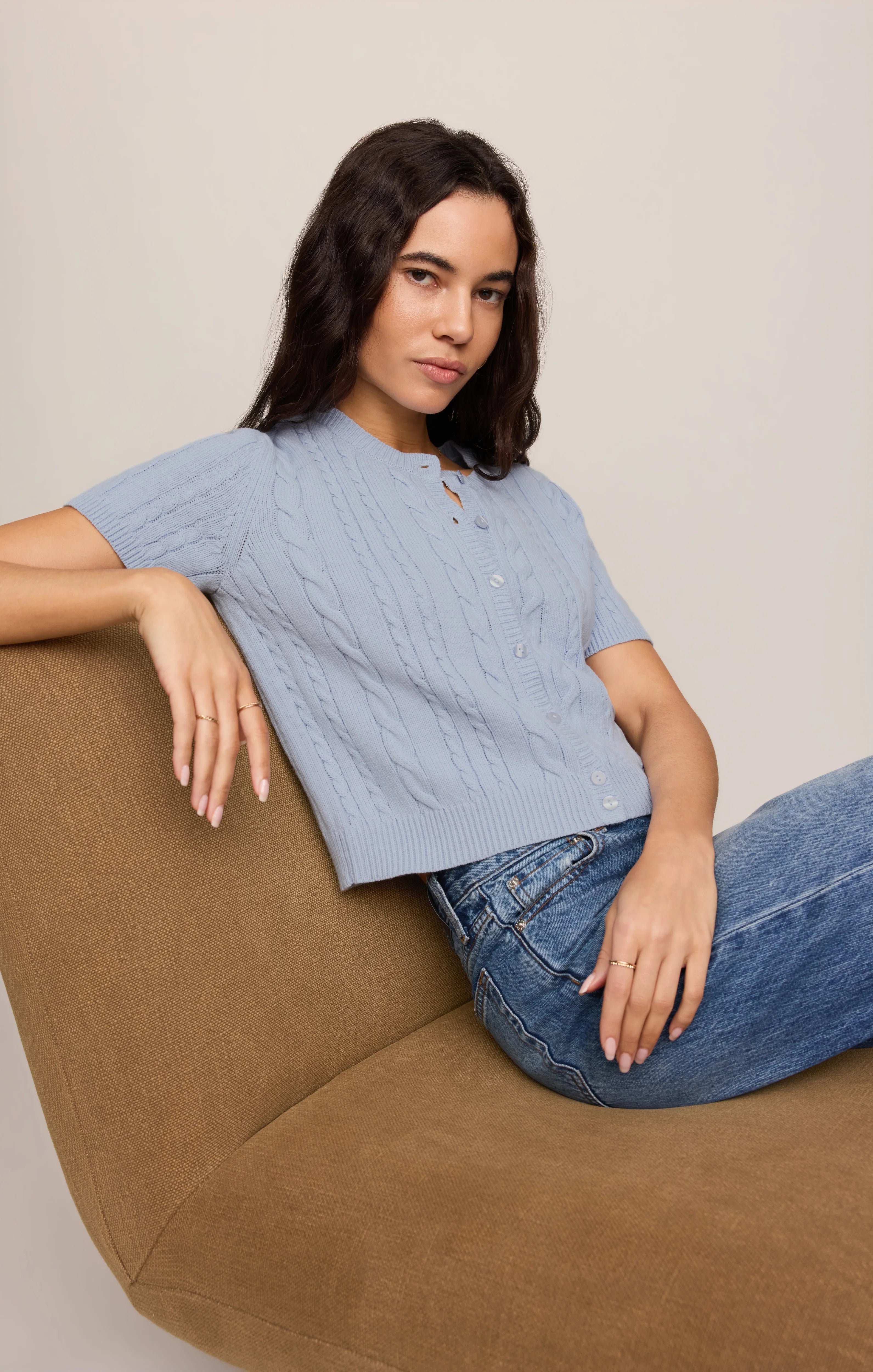 Z SUPPLY- Cera Short Sleeve Cardigan in Skyline