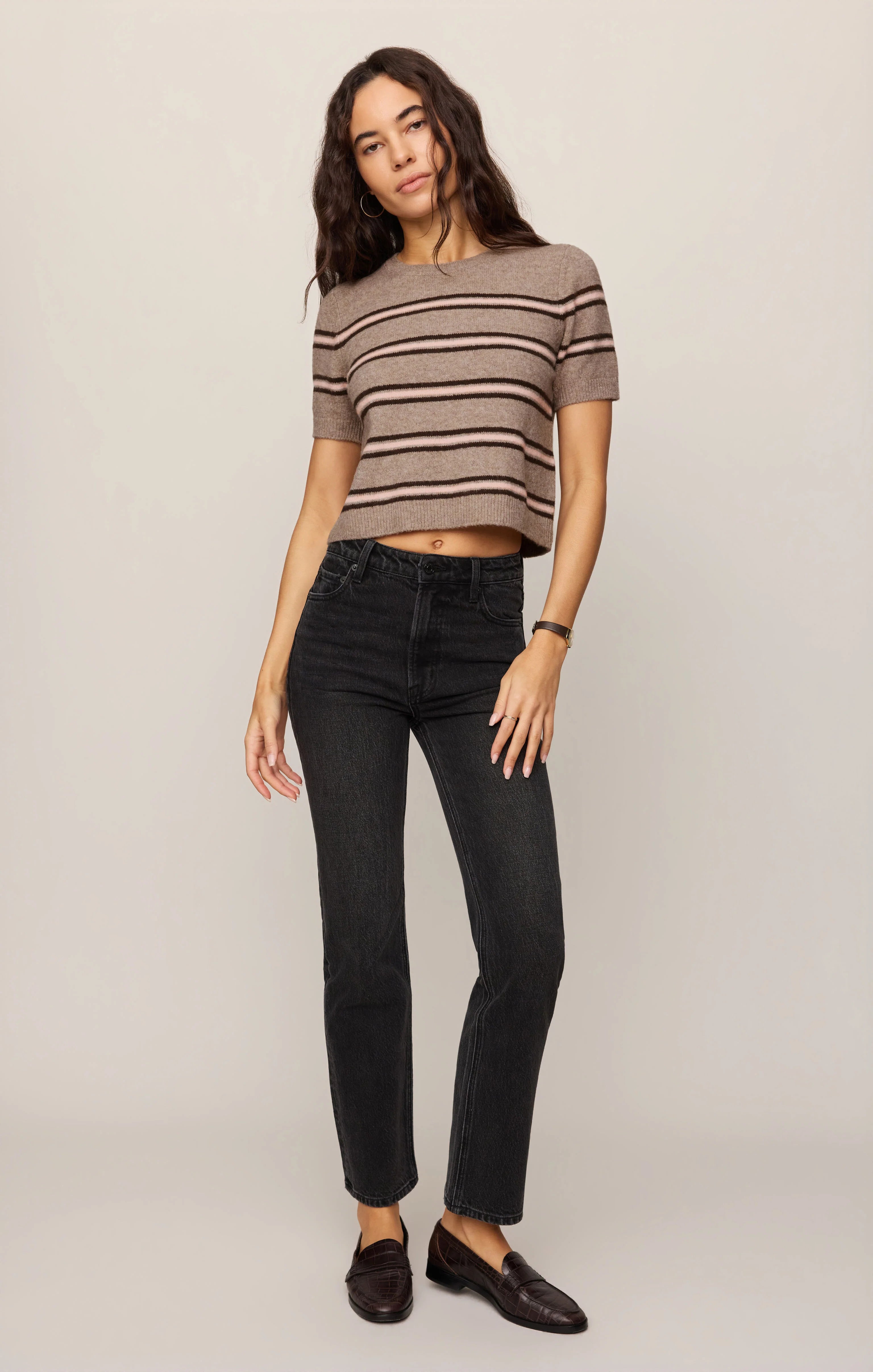 Z SUPPLY- Gatewood Stripe Sweater Tee in Heather Ash