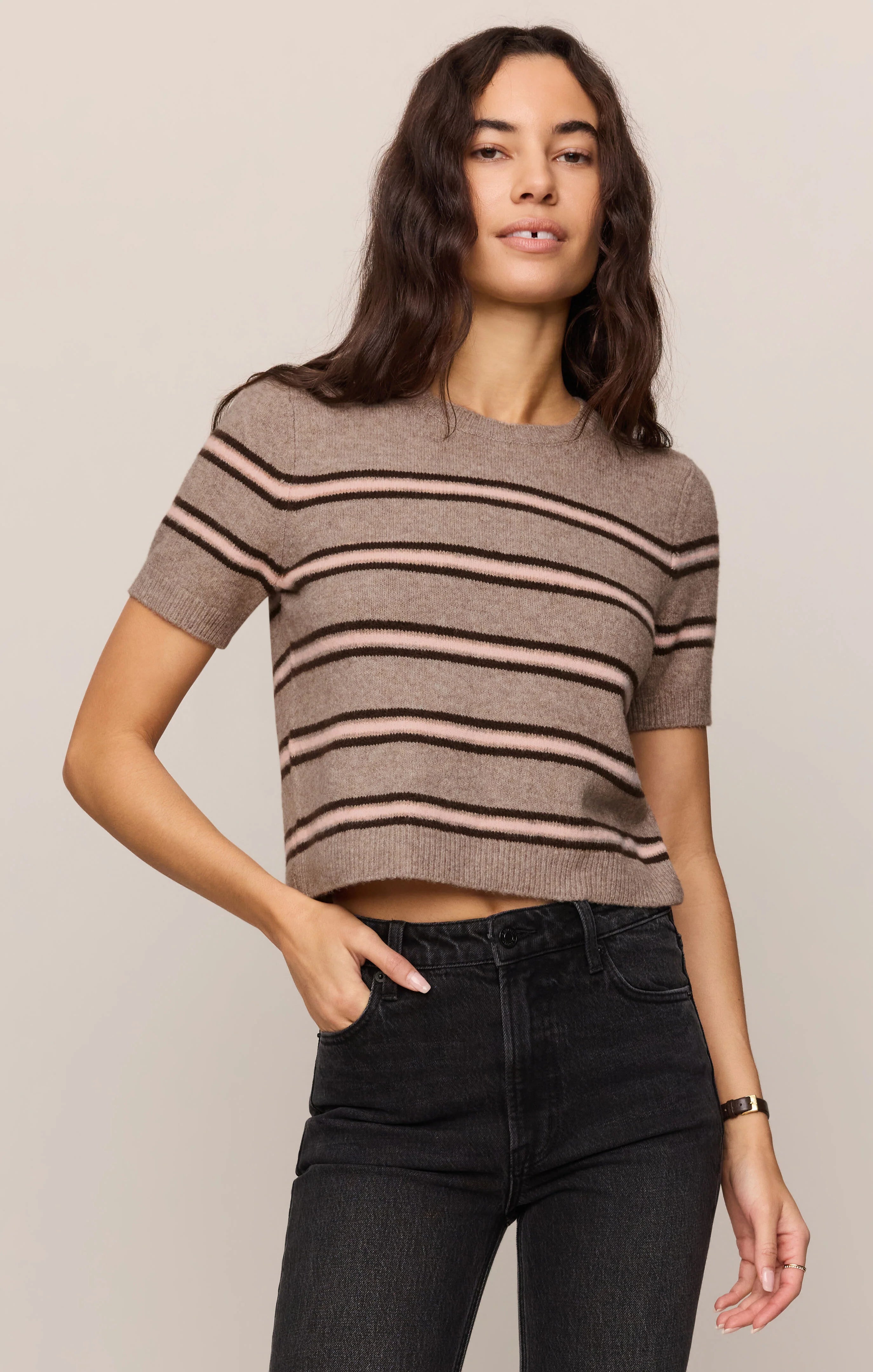 Z SUPPLY- Gatewood Stripe Sweater Tee in Heather Ash