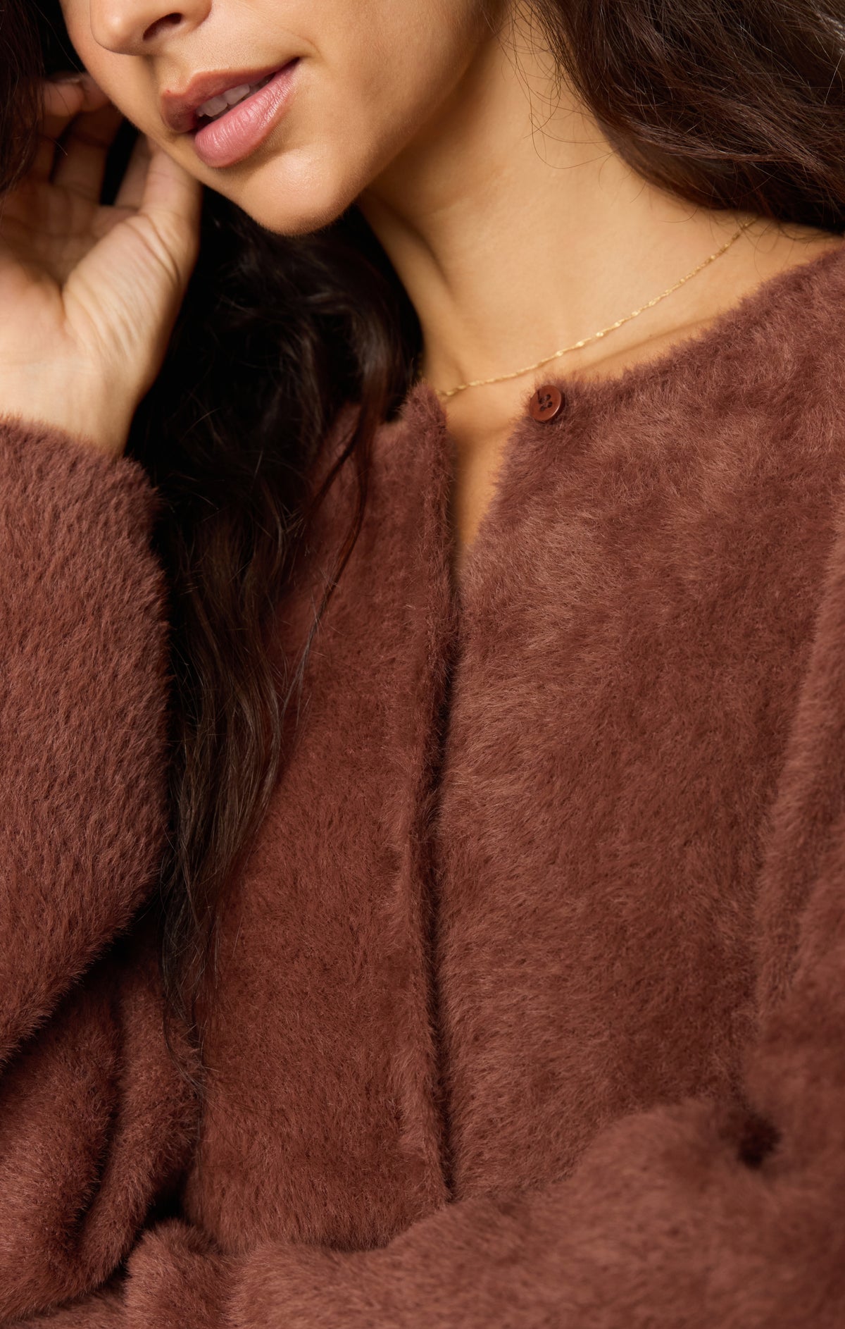Z SUPPLY- Winterglow Fluffy Cardigan in Dark Rosewood