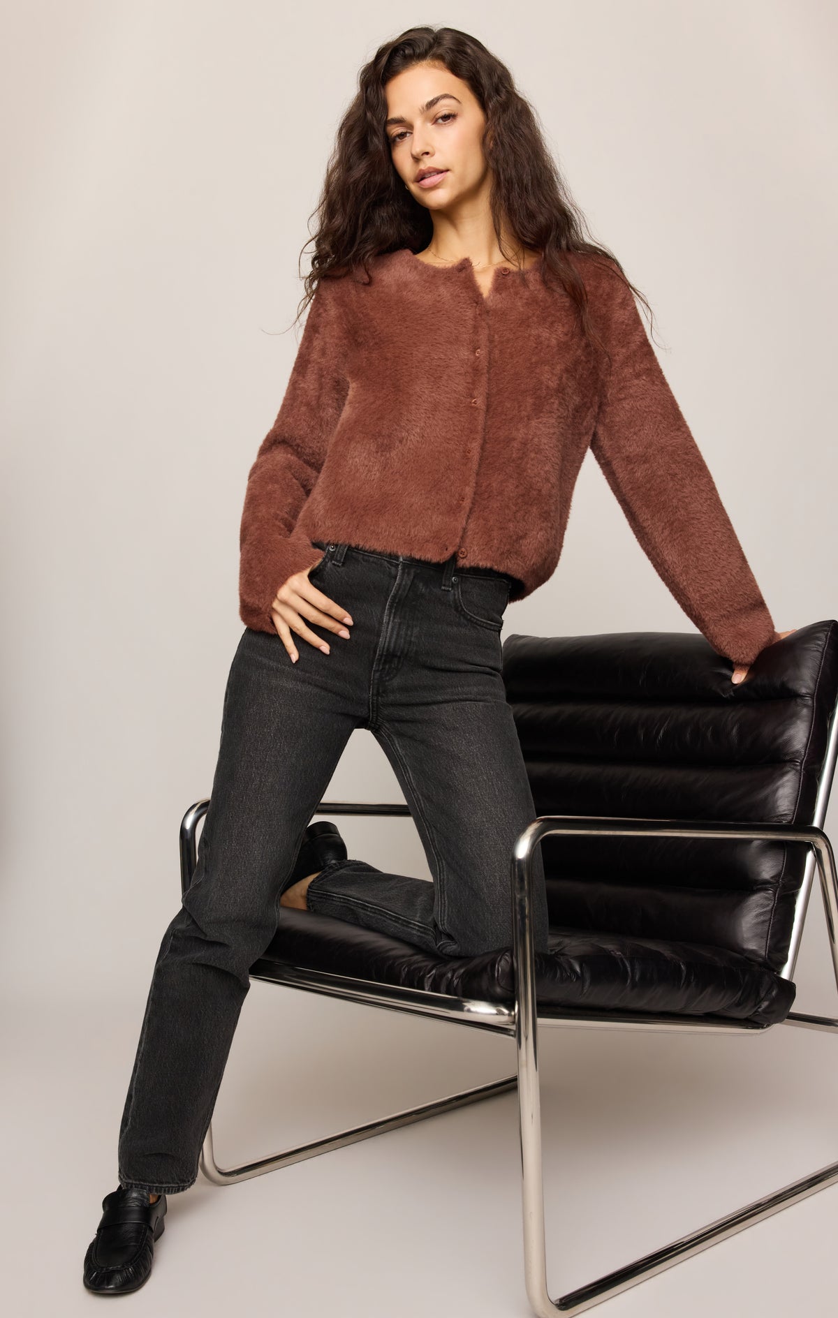 Z SUPPLY- Winterglow Fluffy Cardigan in Dark Rosewood
