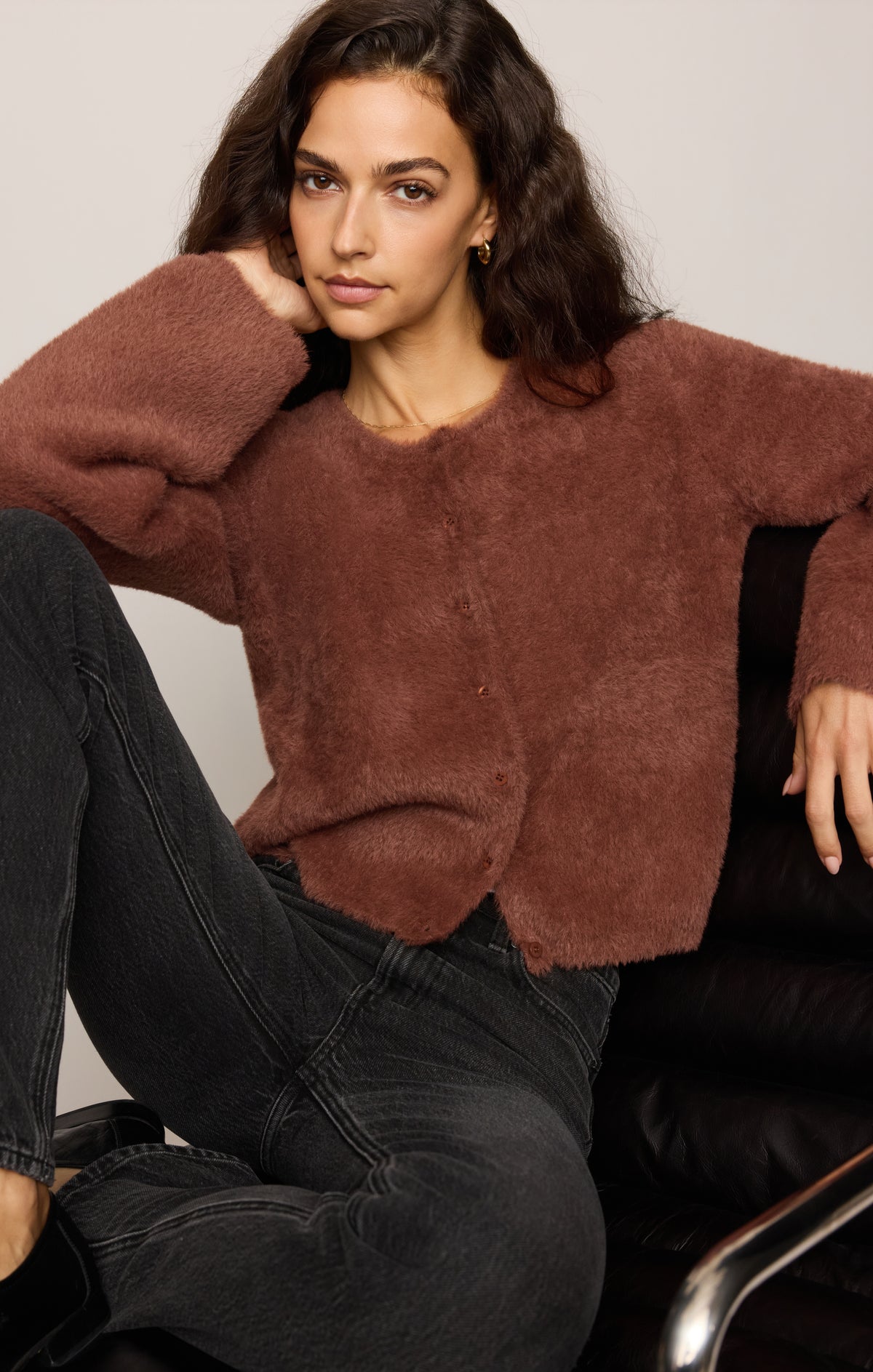 Z SUPPLY- Winterglow Fluffy Cardigan in Dark Rosewood