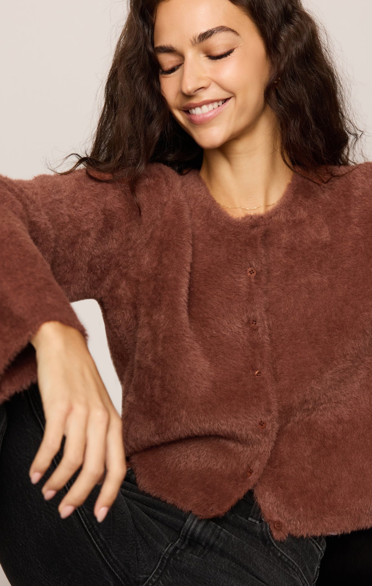 Z SUPPLY- Winterglow Fluffy Cardigan in Dark Rosewood