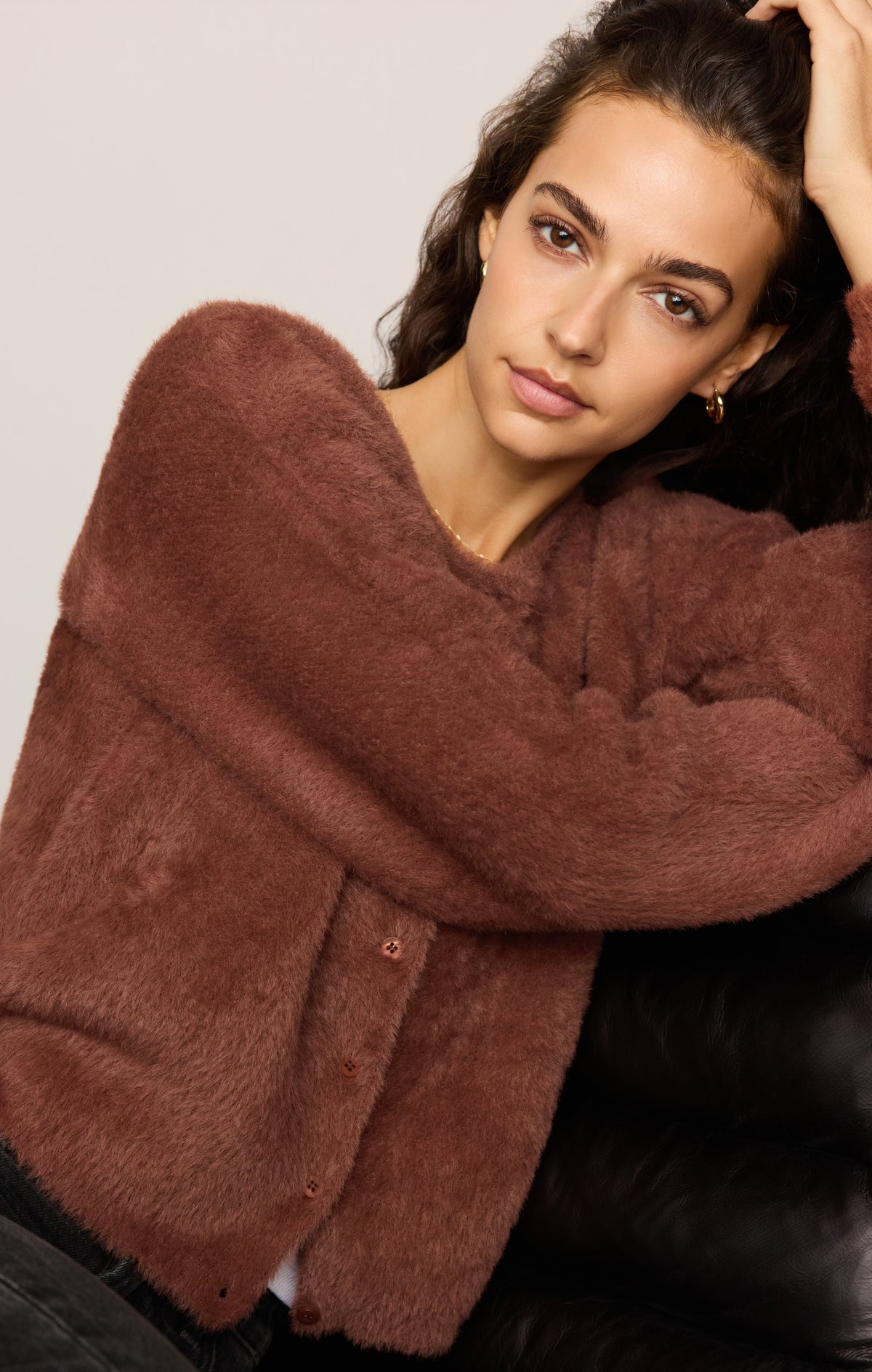 Z SUPPLY- Winterglow Fluffy Cardigan in Dark Rosewood