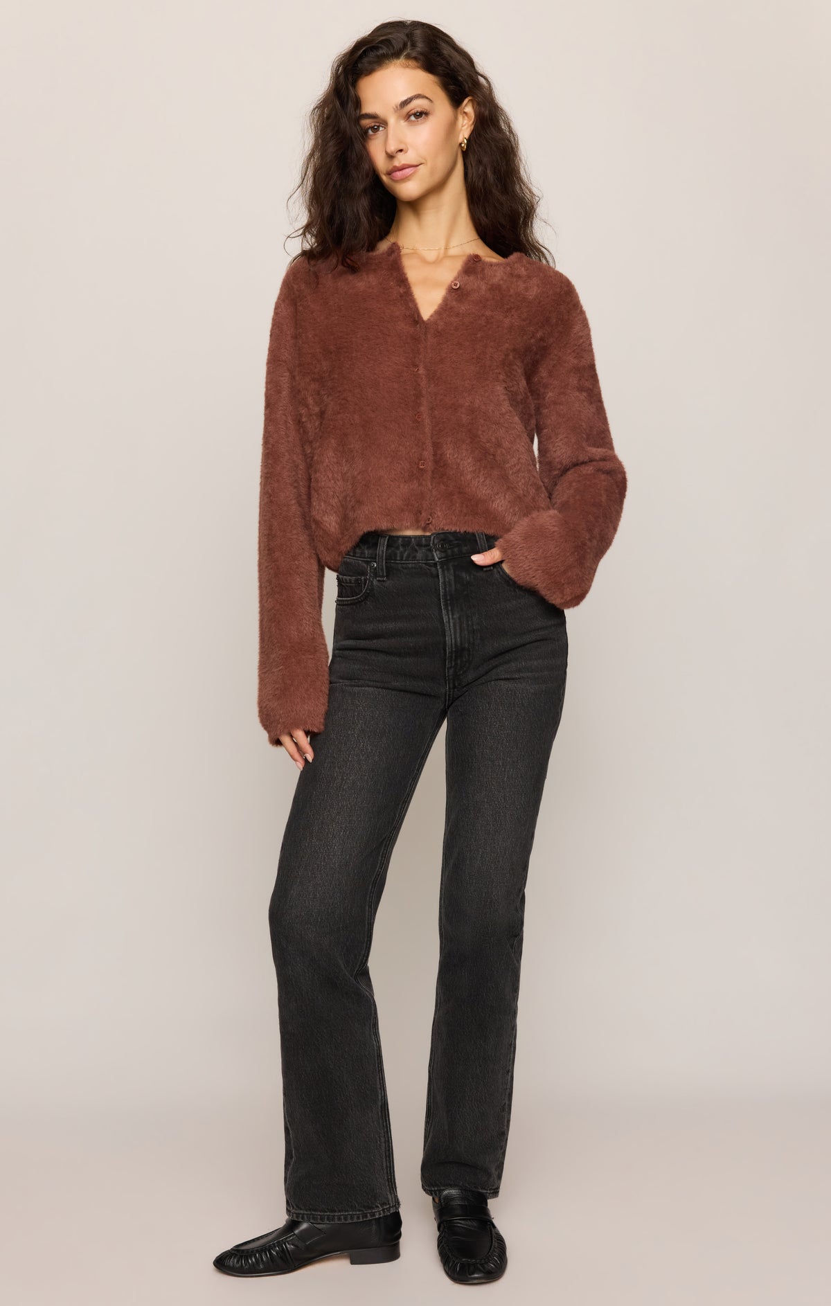 Z SUPPLY- Winterglow Fluffy Cardigan in Dark Rosewood