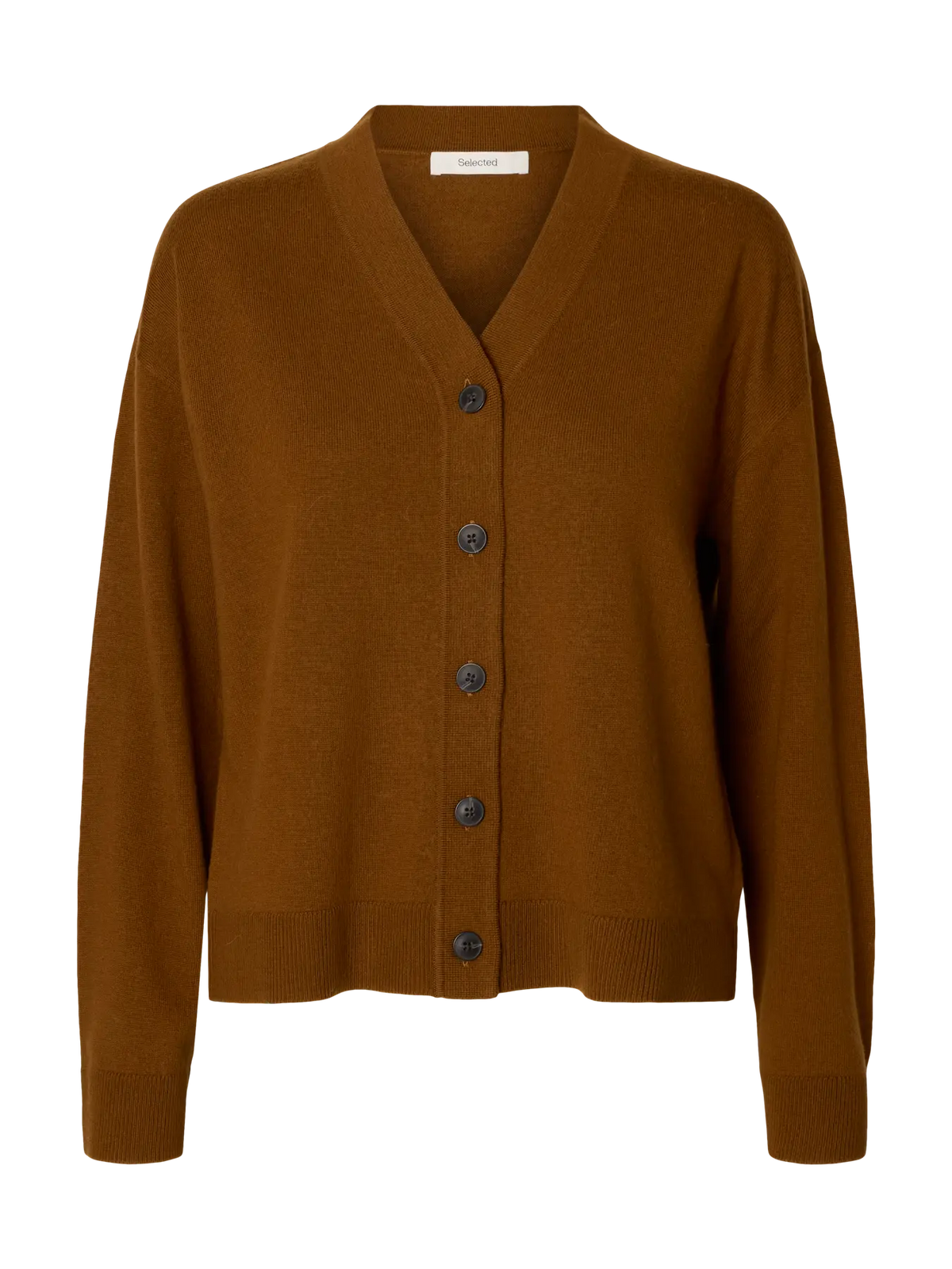 Selected- Thea Brushed Merino Cardi in Monks Robe