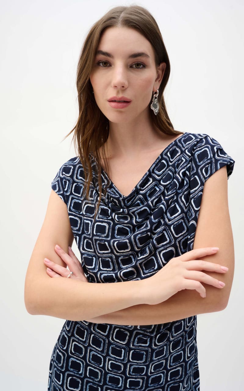 Joseph Ribkoff- Silky Knit Geometric Print Sheath Wrap