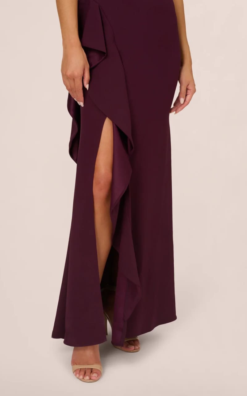 Adrianna Papell - One-Shoulder Long Satin Crepe Mermaid