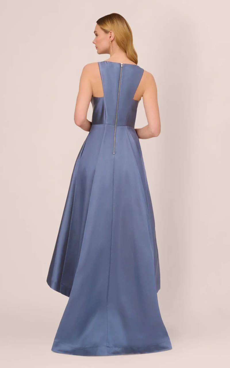 Adrianna Papell- Mikado High Low Gown in Blue Frost - Dress