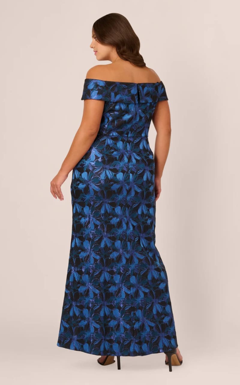 Adrianna Papell- Off Shoulder Jacquard Gown - Dress