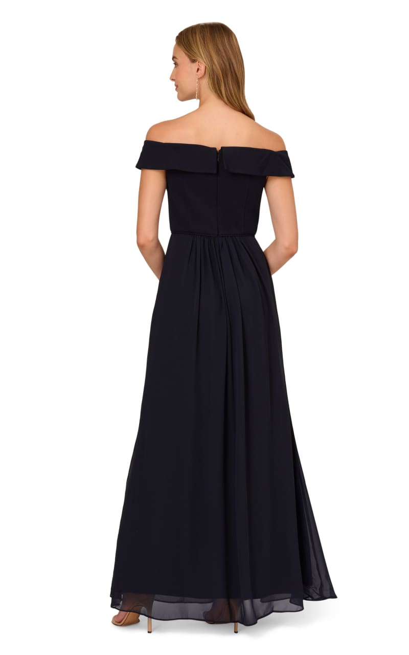 Adrianna Papell - Off The Shoulder Crepe Chiffon Gown