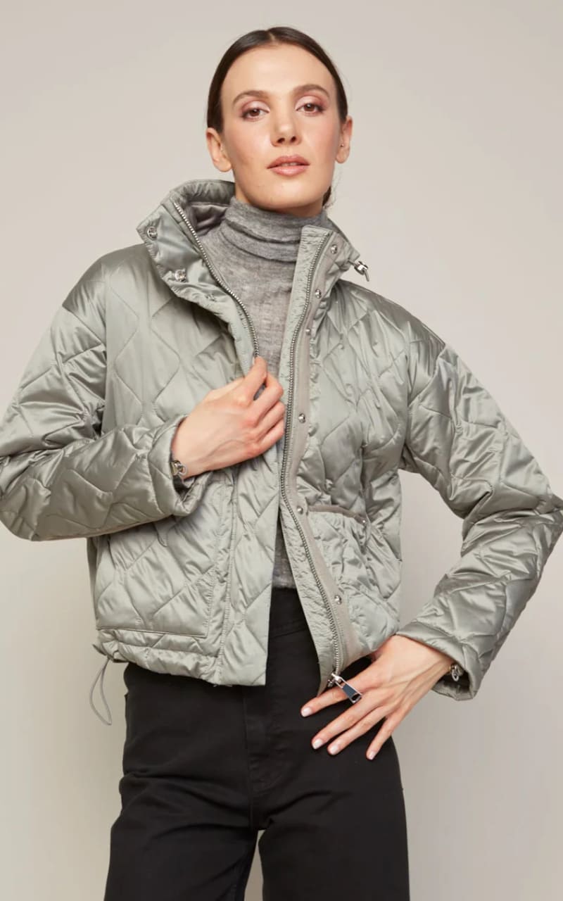Adrøit Atelier- Billie Quilted Coat in Agave Green